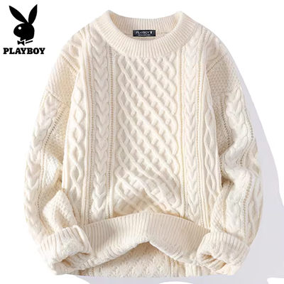 Áo len Playboy nam dày cổ tròn áo len xu hướng dệt kim chạm đáy áo sơ mi nam mùa đông - Hàng dệt kim