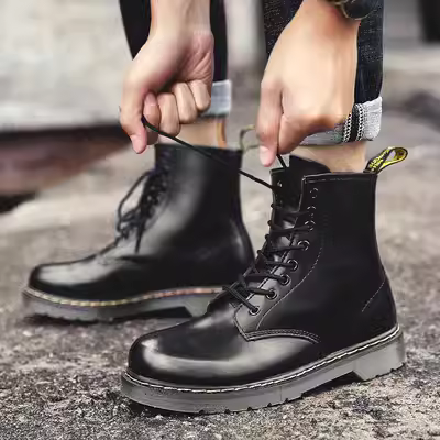 Giày nam cao cổ Martin boots nam phong cách Anh giày dụng cụ phiên bản Hàn Quốc của mùa hè hoang dã giày thủy triều thoáng khí giày mùa thu - Giay cao