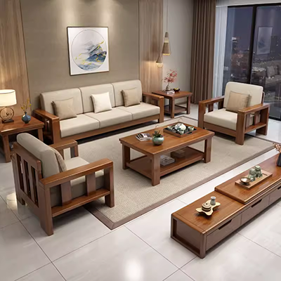 Phong cách Trung Quốc ghế sofa gỗ rắn phong cách hiện đại tối giản phòng khách bằng gỗ kích thước kinh tế căn hộ chung cư ghế sofa góc giường - Ghế sô pha