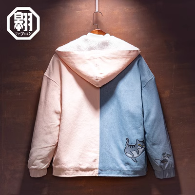 Mùa thu và mùa đông cotton nam dày cộng với áo khoác nhung nhung xu hướng sáng tạo màu sắc phù hợp với áo khoác cotton trùm đầu - Bông