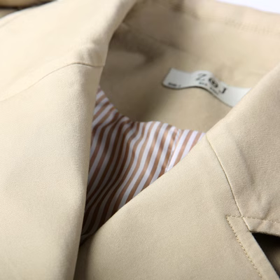 Đơn hàng xuất khẩu Nhật Bản giặt quần trench cotton đôi áo ngực phù hợp với áo khoác cổ áo mùa xuân 2020 ngắn nữ mới - Trench Coat