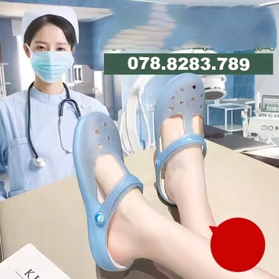Dép bác sĩ giày phòng mổ phòng thí nghiệm thạch giày lỗ Bao Đầu giày y tá giày công sở y tế đơn vị chăm sóc đặc biệt