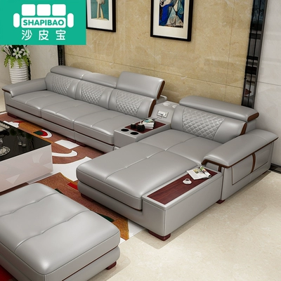 Sofa da Shapibao hiện đại tối giản sofa da nghệ thuật căn hộ lớn phòng khách căn hộ hoàn chỉnh bộ sofa da khí quyển kết hợp - Ghế sô pha