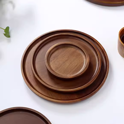 Khay đĩa tròn gỗ đặc kiểu Nhật, đĩa tròn, bánh mì nướng, bánh ngọt, đĩa tráng miệng, đĩa gỗ, đĩa trái cây, sushi - Tấm