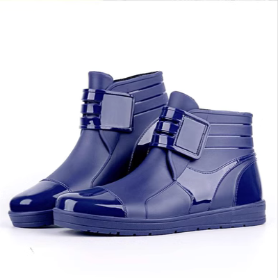 Phiên bản Hàn Quốc của giày cao su chống nước Velcro giày cao cổ nam mưa ống ngắn chống nước giày không thấm nước giày nam thủy triều giày mưa nước ủng - Rainshoes