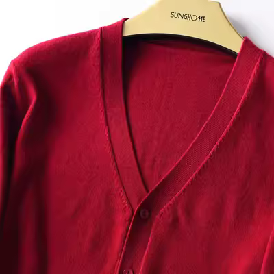 Áo len dệt kim nam cổ chữ V màu rắn, áo len mỏng, rộng vừa vặn mùa xuân và áo len dài tay mùa thu - Cardigan