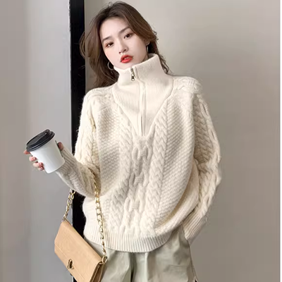 Áo len cao cổ nữ mùa thu đông 2020 Phụ nữ mới phiên bản Hàn Quốc của áo sơ mi liền thân lỏng màu áo dệt kim đan tự nhiên - Áo len