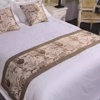 Cờ giường khách sạn cao cấp cờ bàn giường ngủ với đầy đủ bộ khăn trải bàn màu xanh và trắng phòng ngủ trải giường phòng khách nhà khách màu xám xanh - Trải giường