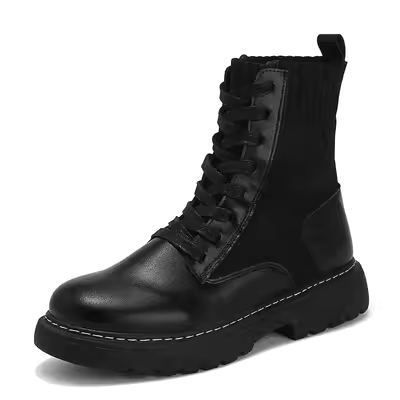 Martin boots của nam giới ngoài trời giữa công cụ cắt giày cao cổ nam phong cách Anh giày nam mùa thu xu hướng hoang dã giày da đen - Giày ống