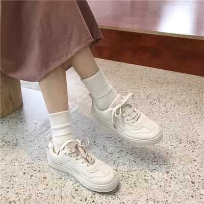 Mạng người nổi tiếng thời trang giày trắng Phiên bản Hàn Quốc của giày bệt hoang dã giày bình thường nữ sinh cơ bản giày đế thấp giày thể thao giày nữ - Giày cắt thấp