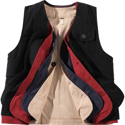 Mùa hè mỏng Ami khaki tất cả các dụng cụ vest phù hợp cho nam và nữ bf gió nhiều túi áo ghi lê tay áo vest - Dệt kim Vest