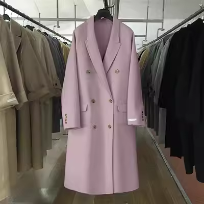 [Hoa hậu cáo] Hàn Quốc mua áo khoác mùa thu và mùa đông mới, áo khoác cashmere hai mặt đơn giản và lỏng lẻo - Áo len lót đôi