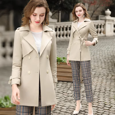 Áo khoác lửng nữ dài của Duoming Lili 2020 áo khoác mới cho nữ áo gió thanh lịch eo thon - Trench Coat