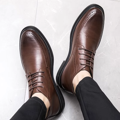 Mùa thu giày da cao cổ nam công sở Anh giản dị phiên bản Hàn Quốc của giày Martin xu hướng giày bốt da cổ ngắn - Giay cao