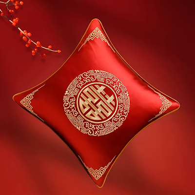 Áo gối lớn màu đỏ đầy đủ bông 尐 朩 bông tinh khiết áo gối của hồi môn đám cưới một cặp màu đỏ đám cưới Trung Quốc mới - Gối trường hợp