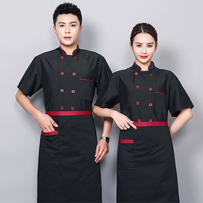 Đồng phục đầu bếp nam ngắn tay khách sạn nhà hàng tây quần áo nhà bếp đồng phục bếp nhà hàng trở lại bếp đồng phục bếp - Bộ đồ