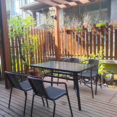 Trà chiều quán cà phê quán bar sân vườn gỗ rắn căn hộ nhỏ phù hợp với đồ nội thất ban công uống trà bàn ghế kết hợp thư giãn - Bàn ghế ngoài trời / sân