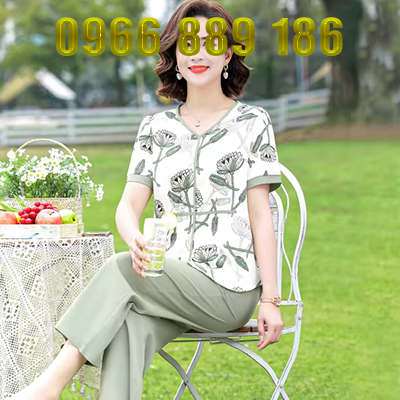Trang phục mùa hè cho phụ nữ trung niên và cao tuổi 40-50 tuổi cộng với kích thước áo sơ mi voan trung niên tay áo ngắn - Áo sơ mi chiffon ren
