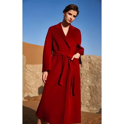 Mùa thu 2019 mới retro phong cách Anh dài rộng dày lưới đỏ áo khoác dài tay len áo khoác nữ - Trung bình và dài Coat