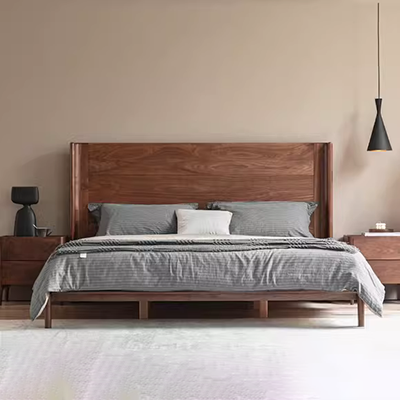 Yếu tố nguyên bản tất cả giường gỗ nguyên khối Bắc Âu đơn giản hiện đại màu gỗ sồi phù hợp với ổ cắm 1,8 mét 1,5 phòng ngủ giường đôi - Giường