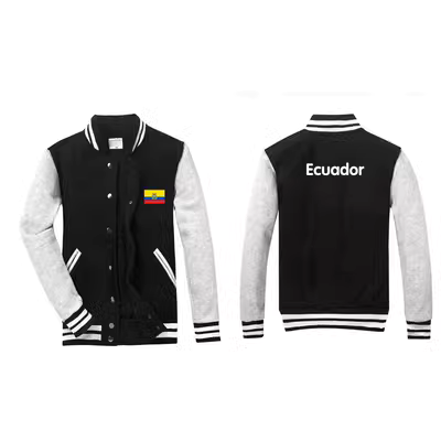 Áo khoác cờ Ecuador Áo khoác bóng chày Ecuador đồng phục bóng chày bông đen áo khoác bóng chày lông cừu áo khoác - Áo khoác thể thao / áo khoác