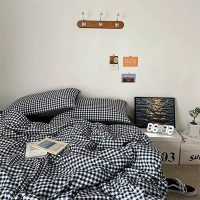 Đơn giản phong cách Bắc Âu trắng tinh khiết bông giặt sạch bốn mảnh vỏ chăn bông tinh khiết tấm trải giường ren Bộ đồ giường mới mẻ của Nhật Bản - Bộ đồ giường bốn mảnh