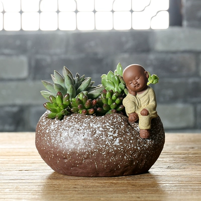 Sản phẩm mới gốm sứ sáng tạo đồ trang trí chậu hoa mọng nước màu tím cát nhỏ nhà sư bonsai đơn giản hiện đại tinh khiết hoa thủ công - Trang trí nội thất