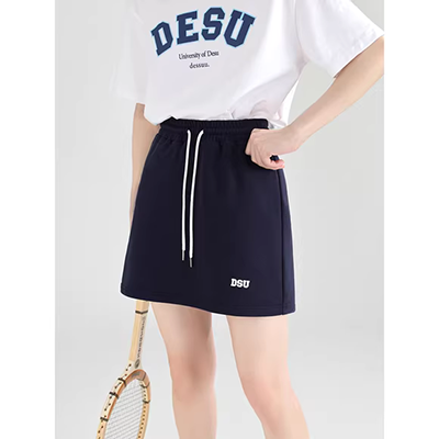 Thêm phân bón XL mùa hè màu xanh cotton mỏng giữa váy phù hợp với cổ áo kẻ sọc Váy Hàn Quốc giảm béo eo - Sản phẩm HOT